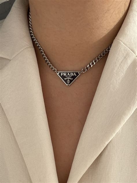 prada necklace amazon|Prada symbol necklace.